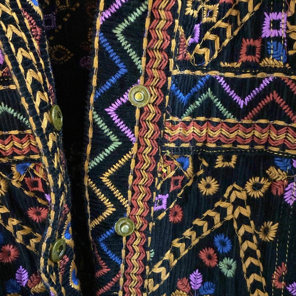 Farm Rio Embroidered Long Sleeve Corduroy Jumpsuit - Picture 8 of 10
